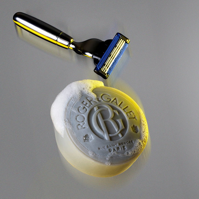 Roger & Gallet Cologne Twist Barra de Afeitar en Jabón Sólido 100g, Con Aceite de Almendra y Extracto de Salvia, Afeitado Suave y Piel Aterciopelada, Hasta 170 Usos