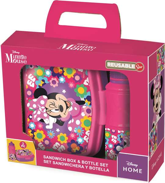 Stor Set de 2 Piezas Vuelta al Cole Minnie Bold Florals en Caja Regalo - Botella Agua 380 ml y Sandwichera Rectangular Stor Set de 2 Piezas Vuelta al Cole Minnie Bold Florals en Caja Regalo - Botella Agua 380 ml y Sandwichera Rectangular