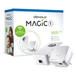 Devolo Magic 1 WiFi 2-1-2 Starter Kit mini - Kit Adaptadores Powerline y WLAN, 1200 Mbit/s, Wi-Fi 4 (802.11n), 2 Adaptadores, Blanco