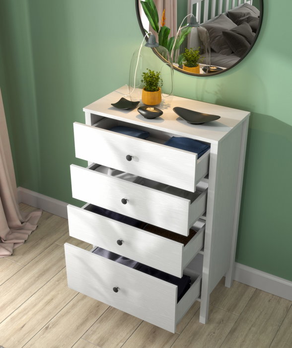 Hanah Home FRN-20023 Cómoda Madera y Blanco 77x115x40 cm con Múltiples Estanterías y Patas de MDF Hanah Home FRN-20023 Cómoda Madera y Blanco 77x115x40 cm con Múltiples Estanterías y Patas de MDF