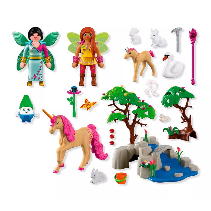 PLAYMOBIL Hadas De Excursión 72067 - Set de Juego con Unicornios, Animales del Bosque y Figuras de Hadas para Niños +4 Años