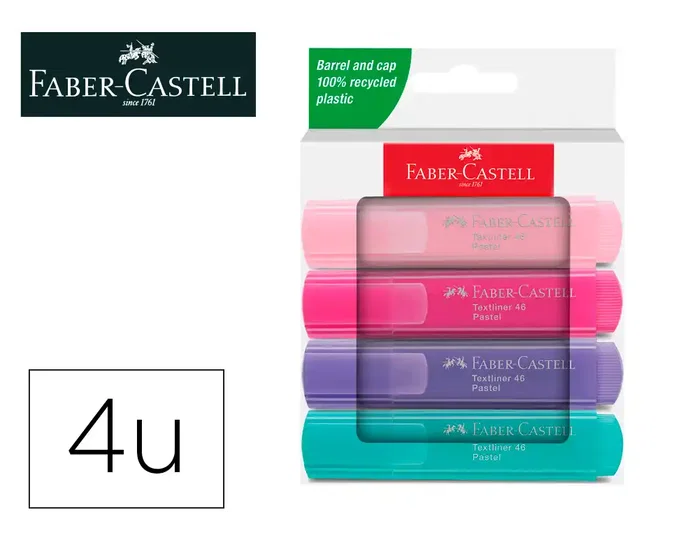 Faber-Castell Textliner 46 Pastel Estuche de 4 Colores Surtidos Faber-Castell Textliner 46 Pastel Estuche de 4 Colores Surtidos