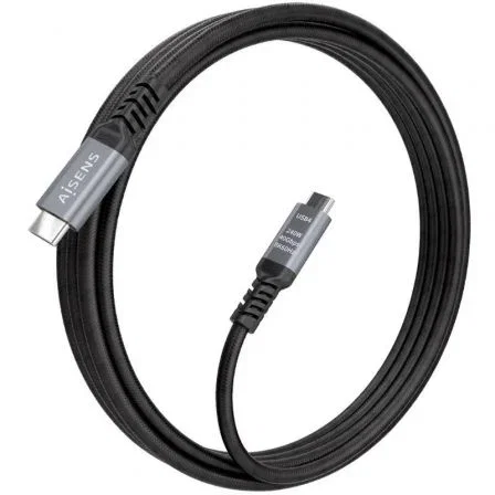 AISENS A156-0995 Cable USB4 Tipo-C Macho a Macho - 240W Carga Rápida, 40Gbps Transferencia, 8K@60Hz Video, 1.5m, Negro, Aluminio