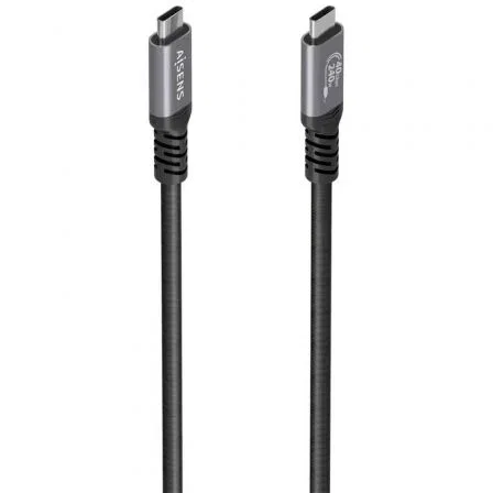 AISENS A156-0995 Cable USB4 Tipo-C Macho a Macho - 240W Carga Rápida, 40Gbps Transferencia, 8K@60Hz Video, 1.5m, Negro, Aluminio