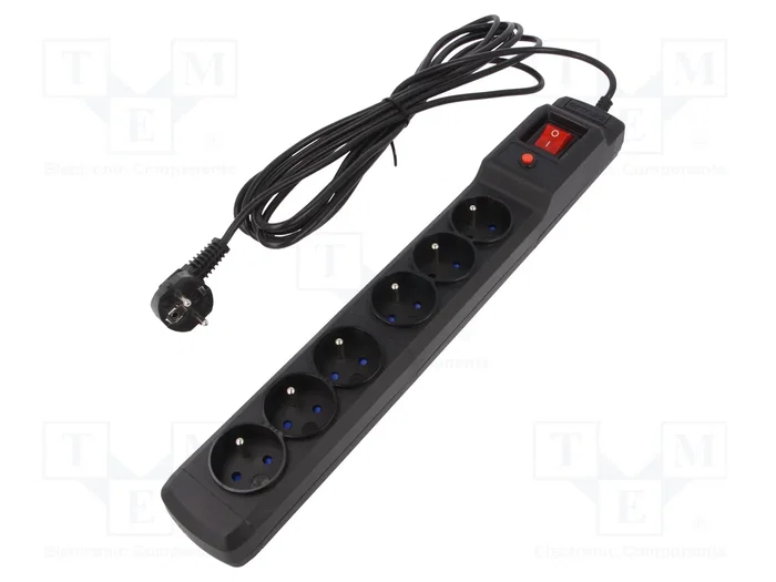 Armac Multi M6 Regleta protectora con 6 tomas y cable de 5 m, negro