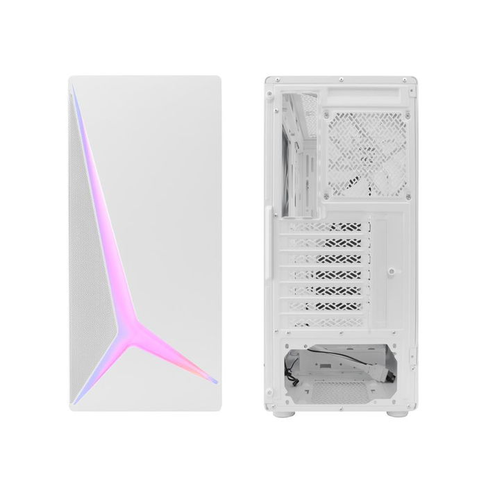 Coolbox GA450 Star - Caja ATX Gaming Negra con Panel Lateral de Cristal Templado, Luz ARGB Frontal en Forma de Estrella, Compatible con Gráficas de 340mm y 5 Ventiladores