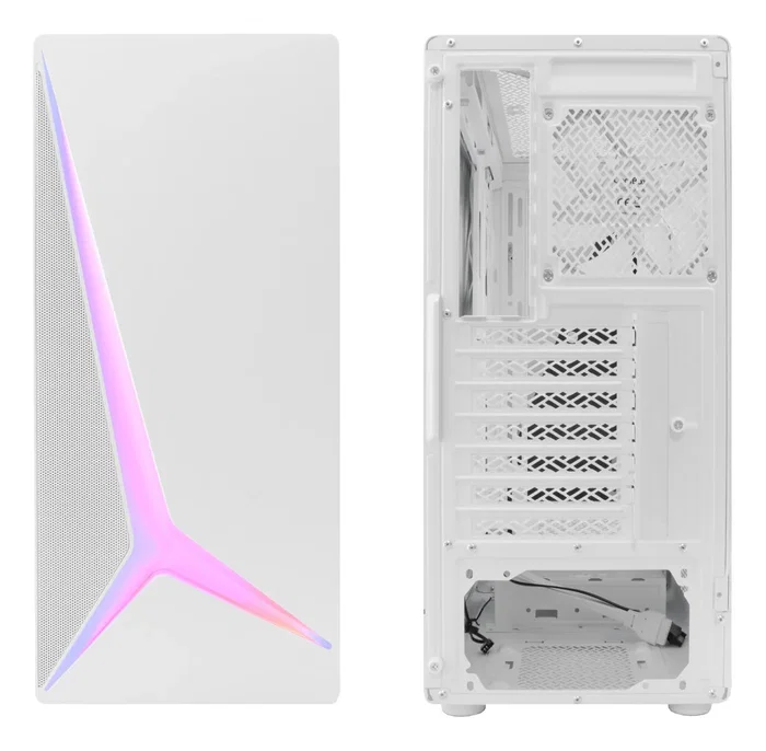 Coolbox GA450 Star Light Torre PC Gaming ATX Blanco, Cristal Templado, Panel Frontal ARGB, Ventilador Trasero 120 mm Incluido, USB-C, Compatible con Gráficas hasta 340 mm