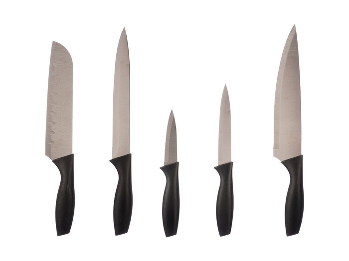 Kinvara Set 5 Cuchillos con Afilador Negro 39x13x6 cm (Set de 6)