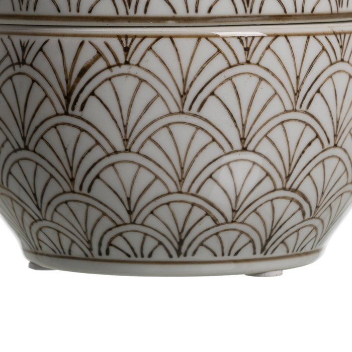 Caja Blanco-Marrón Porcelana Decoración 15 X 15 X 13 cm