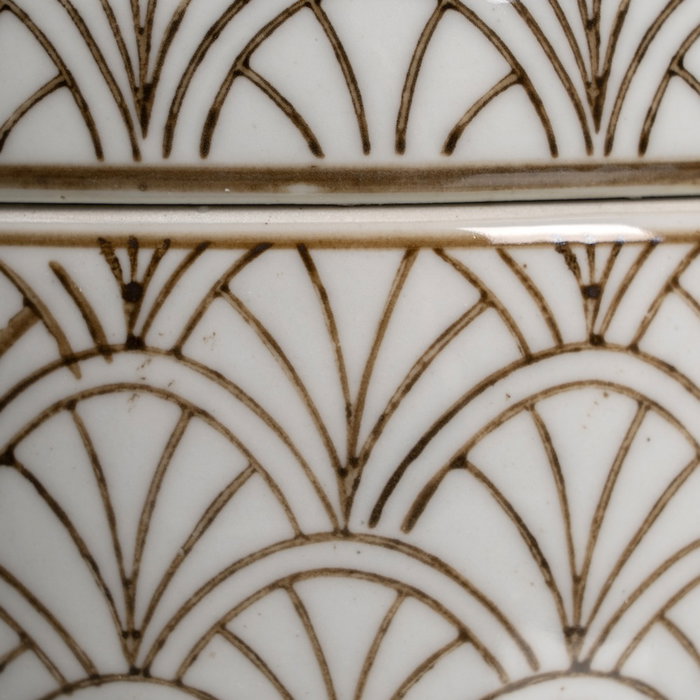 Caja Blanco-Marrón Porcelana Decoración 15 X 15 X 13 cm