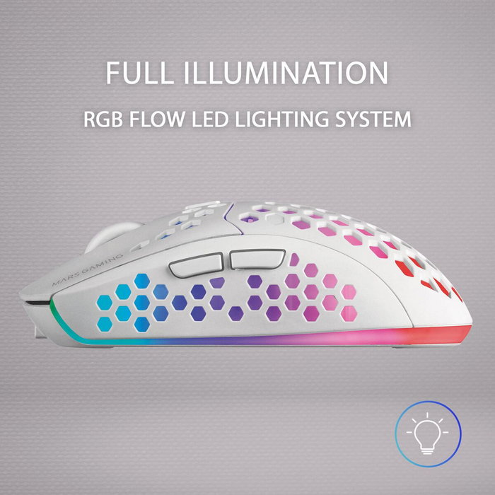 Mars Gaming MMW3W Ratón Gaming Inalámbrico 3200 DPI Blanco
