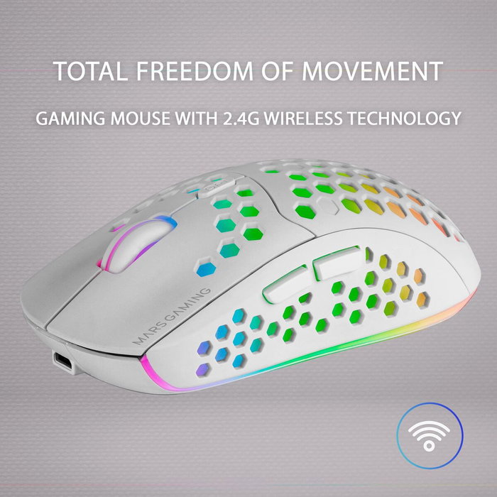 Mars Gaming MMW3W Ratón Gaming Inalámbrico 3200 DPI Blanco