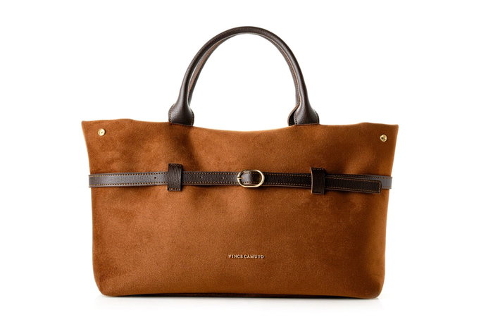 Vince Camuto Bolso Tote Suede Brown Piel de Polivinilo Marrón