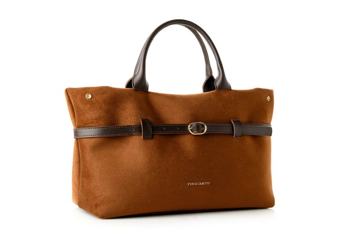 Vince Camuto Bolso Tote Suede Brown Piel de Polivinilo Marrón