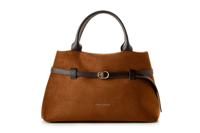 Vince Camuto Bolso Tote Suede Brown Piel de Polivinilo Marrón