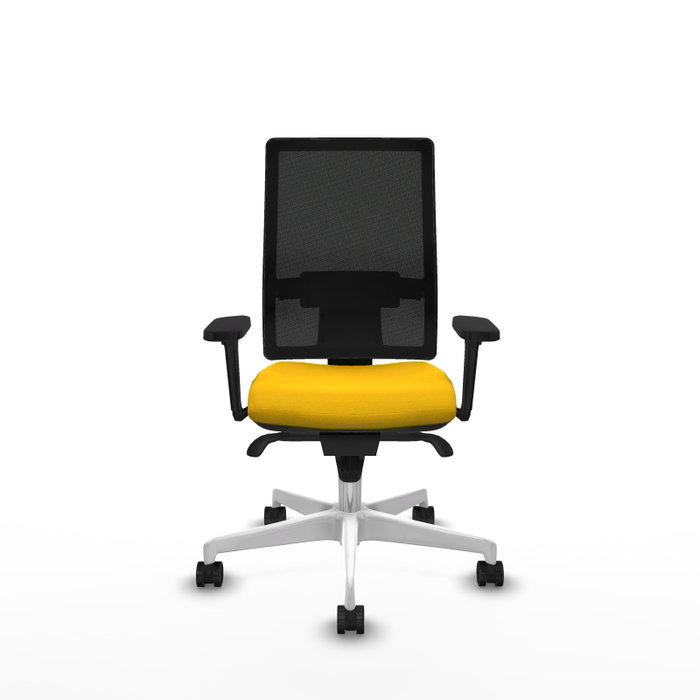 PIQUERAS Y CRESPO Silla de oficina Horna con mecanismo Sincro, Tela Amarillo y Malla Negro PIQUERAS Y CRESPO Silla de oficina Horna con mecanismo Sincro, Tela Amarillo y Malla Negro
