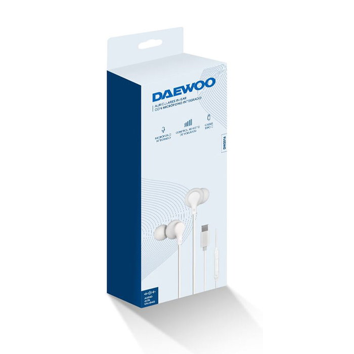 Daewoo DW2016 Auriculares Intrauditivos con Micrófono USB Tipo-C Blanco Daewoo DW2016 Auriculares Intrauditivos con Micrófono USB Tipo-C Blanco