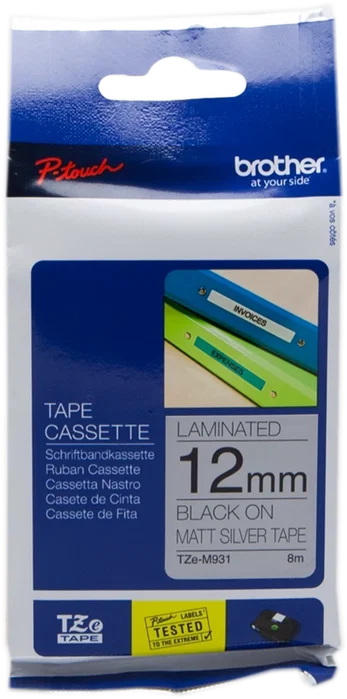 Brother TZe-M931 Cinta Laminada Plata/Negro 12mm x 8m Brother TZe-M931 Cinta Laminada Plata/Negro 12mm x 8m