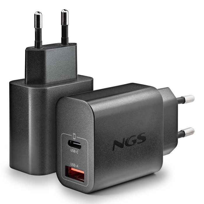NGS ERA 30W BLACK Cargador de Pared GaN USB-C y USB-A NGS ERA 30W BLACK Cargador de Pared GaN USB-C y USB-A