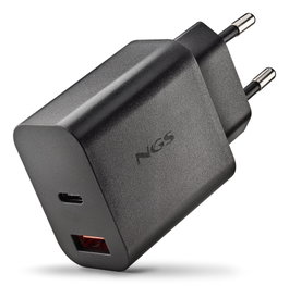 NGS ERA 30W BLACK Cargador de pared GaN con USB-C y USB-A 30W Negro