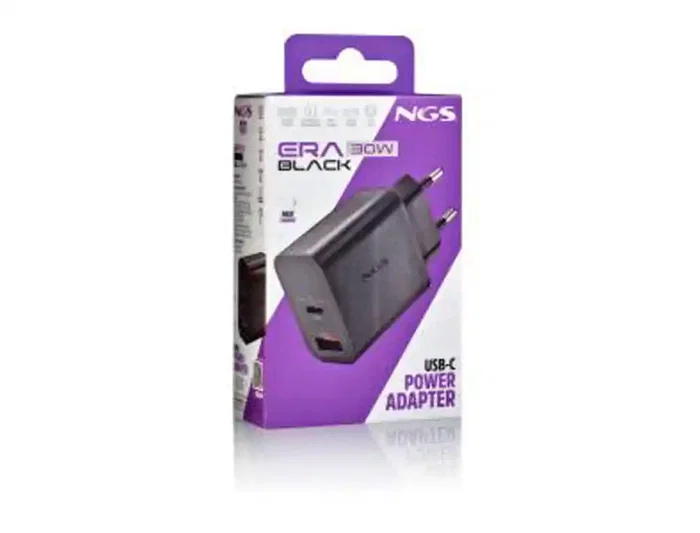 Ngs - Cargador de Pared GAN Ultrapotente 30W con USB-C PD/PPS + USB-A QC 3.0, Compacto, para Portátiles, Smartphones y Tablets