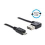DeLOCK Cable USB 2.0 A a Micro-B 0.5 m, Conector A Angulado, Negro, 480 Mbit/s