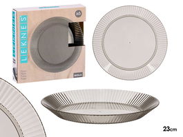 Leknes Plato Rayas Gris 23 cm Diámetro Plástico (Set de 24)