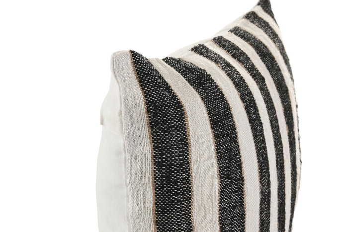 DKD Home Decor India lino 2c25 Cojin Tradicional Blanco Negro 45 x 45 cm Algodon y Viscosa (2 Unidades)