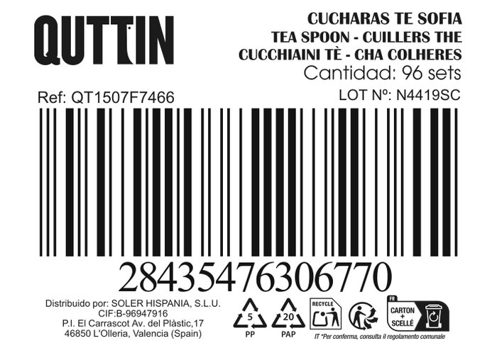 Inde Set 6 Cucharas de Té Sofia 1.5mm (12 Cajas)