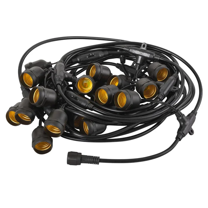 Cadena 20 Portalámparas E27 10 Metros IP65 sin Bombillas HO-CAD-10M-20xE27