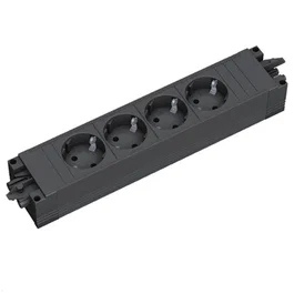 Bachmann 906.18819 Regleta o Base Múltiple con 4 Tomas AC Tipo F, Interior, 16A, 250V, IP20, Negro