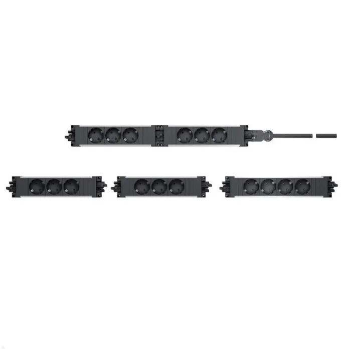 Bachmann 906.18819 Regleta o Base Múltiple con 4 Tomas AC Tipo F, Interior, 16A, 250V, IP20, Negro