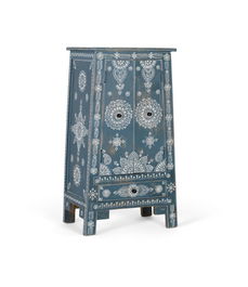 GINER Y COLOMER Mueble Auxiliar Pintado a Mano en Madera de Mango y MDF, Color Azul y Blanco