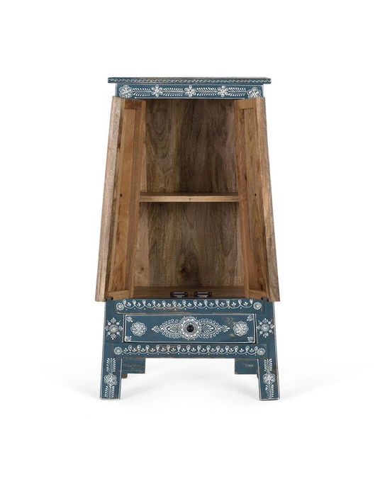 GINER Y COLOMER Mueble Auxiliar Pintado a Mano en Madera de Mango y MDF, Color Azul y Blanco GINER Y COLOMER Mueble Auxiliar Pintado a Mano en Madera de Mango y MDF, Color Azul y Blanco