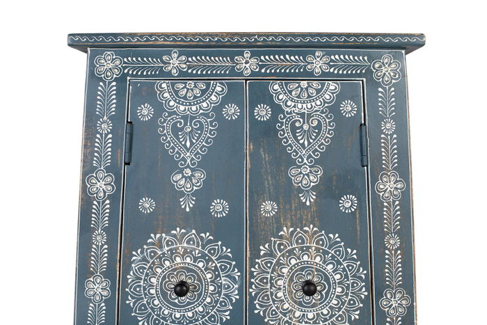 GINER Y COLOMER Mueble Auxiliar Pintado a Mano en Madera de Mango y MDF, Color Azul y Blanco GINER Y COLOMER Mueble Auxiliar Pintado a Mano en Madera de Mango y MDF, Color Azul y Blanco