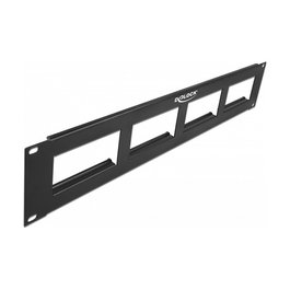 DeLOCK Patch Panel 19 Pulgadas Rack 2HE con 4 Recortes de 90.5x45.2mm, Negro Metálico, 482.6x87x13.1mm