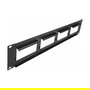 DeLOCK Patch Panel 19 Pulgadas Rack 2HE con 4 Recortes de 90.5x45.2mm, Negro Metálico, 482.6x87x13.1mm