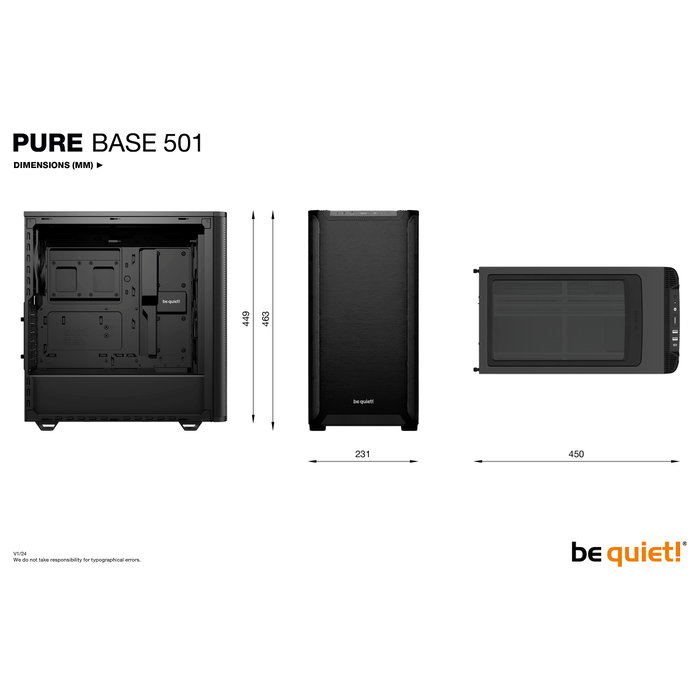 be quiet! PURE BASE 501 Black Midi Tower Negro be quiet! PURE BASE 501 Black Midi Tower Negro