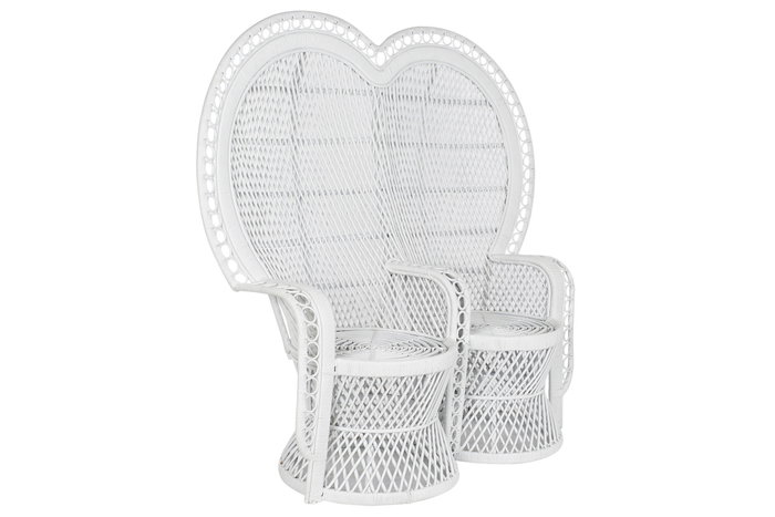 DKD Home Decor Sillón Balines Blanco Ratán 68 x 145.5 x 157 cm