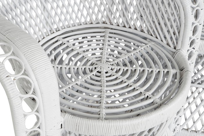 DKD Home Decor Sillón Balines Blanco Ratán 68 x 145.5 x 157 cm