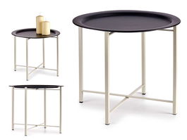 Giftdecor Mesa Auxiliar Negra Pequeña Metal 52x44x52 cm (Set de 4)