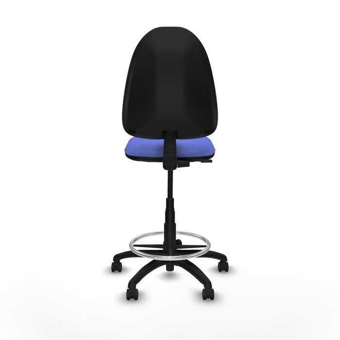Taburete Aýna con mecanismo Contacto permanente básico tapizada con Tela color Azul claro. Equipado con Base poliamida negra, Sin brazos y Ruedas de parqué