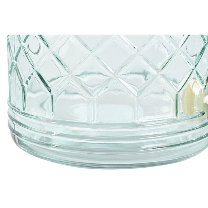 DKD Home Decor Dispensador de Bebidas de Cristal e Inox 3,6L Azul