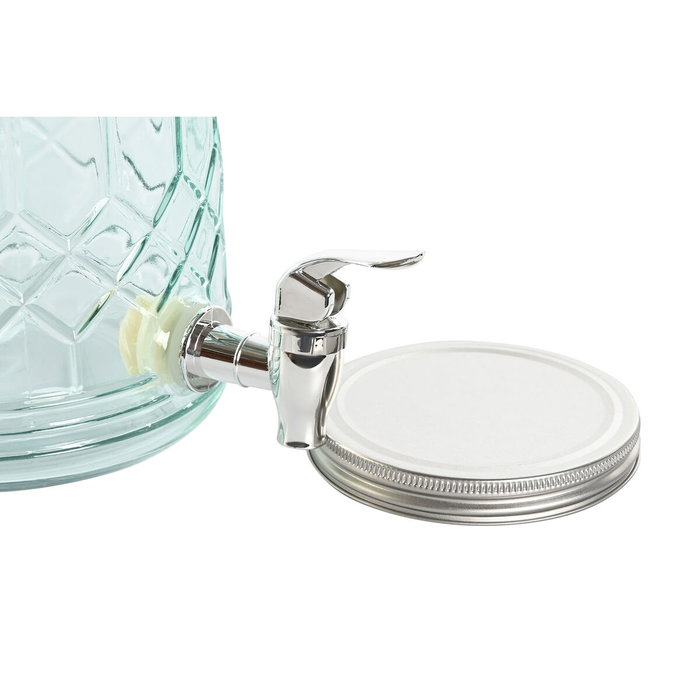 DKD Home Decor Dispensador de Bebidas de Cristal e Inox 3,6L Azul