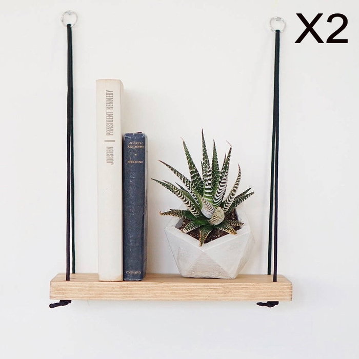 Hanah Home Aa098 Estantería de Pared Moderna Rústica Madera de Abeto Nogal 40x50x13 cm Juego de 2 Piezas
