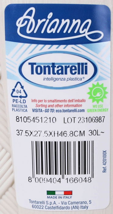 Tontarelli Pongotodo C/Tapa 30 L Arianna Angora 37.5x27.5x47 cm (6 Unidades)