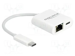 DeLOCK Adaptador USB Type-C a Gigabit LAN con Power Delivery Blanco