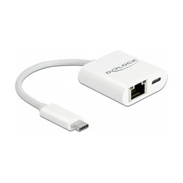 DeLOCK Adaptador USB Type-C™ a Gigabit LAN con Power Delivery, Blanco