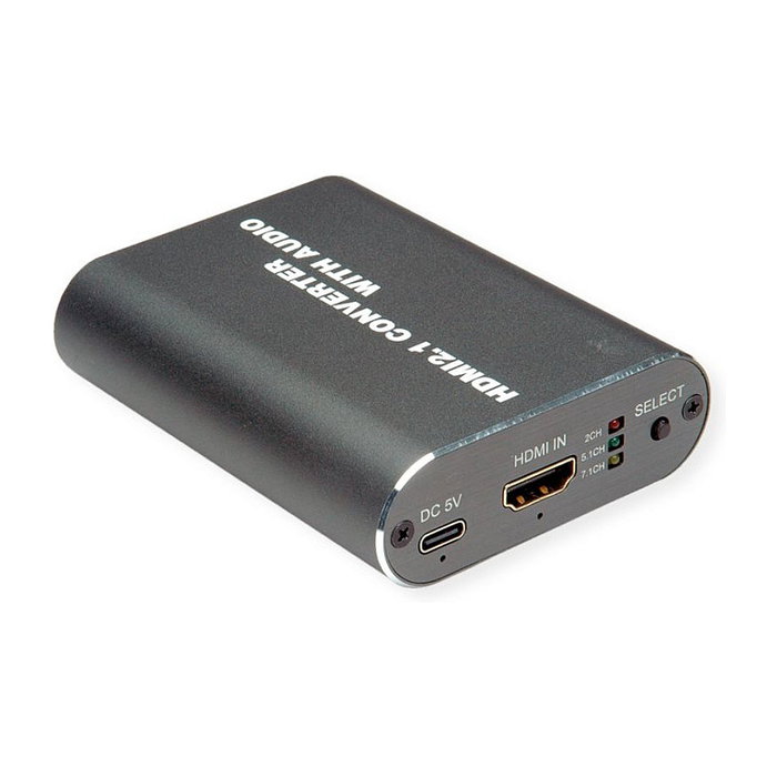 ROLINE 14.01.3444 HDMI Audio Extractor 8K Ultra HD 60 Hz, LPCM 7.1, 2 Puertos, 7680 x 4320 Pixeles, Negro