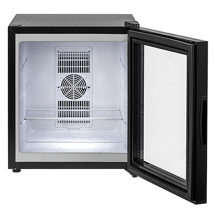 Adler AD8088 Nevera termoeléctrica 29 litros, puerta de vidrio con estante, negra, enfriamiento hasta 5°C, 38 x 47.1 x 45 cm